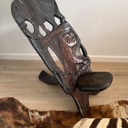 African carved wood chair 