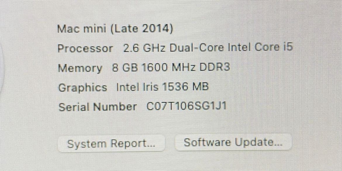 Apple Mac Mini Late 2014 i5 8GB RAM Fusion Drive
