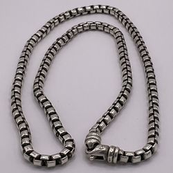 David Yurman Sterling Silver Box Chain Necklace with a Lobster Clasp