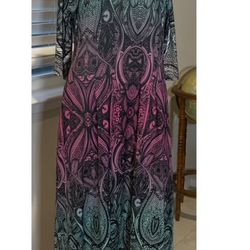 R&B Collection Blue and purple Ombre Maxi dress with sleeves sz XL