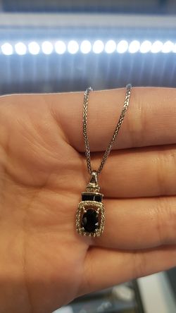 Thin silver chain with SA phire pendant