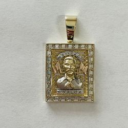 10K Tricolor Gold Malverde Pendant