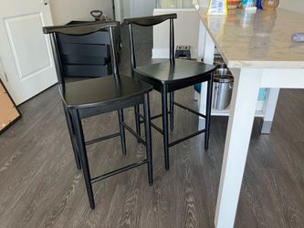 Mid-Century Style Black Kitchen Island or Bar Stools (Set of 2)
