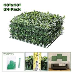 Artificial Boxwood Hedge Privacy Fencing 24-Pack 10in x 10in Home Business Background Decor - Spring Sale