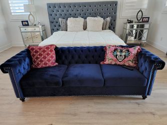 Blue Tufted Couch