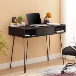 black modern desk with drawer
