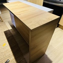 Island Kitchen/lounge Table With Storage (white/wood)