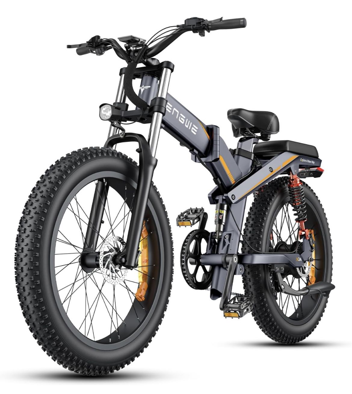 ENGWE X24/X26 1200W Electric Bike for Adults, 26" x 4.0 Fat Tire Folding Ebike with Single/Dual Removable Battery 48V 19.2AH/+10AH up to 62/94Miles &