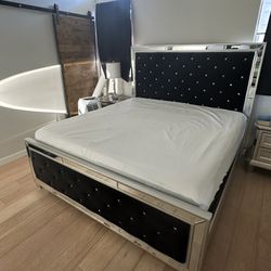 Title: “Gorgeous Ashley Furniture King Bed Frame with Mirrored Details - $650