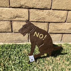 Brown Cast Iron No Dog Poop  Stake For Lawn XL 