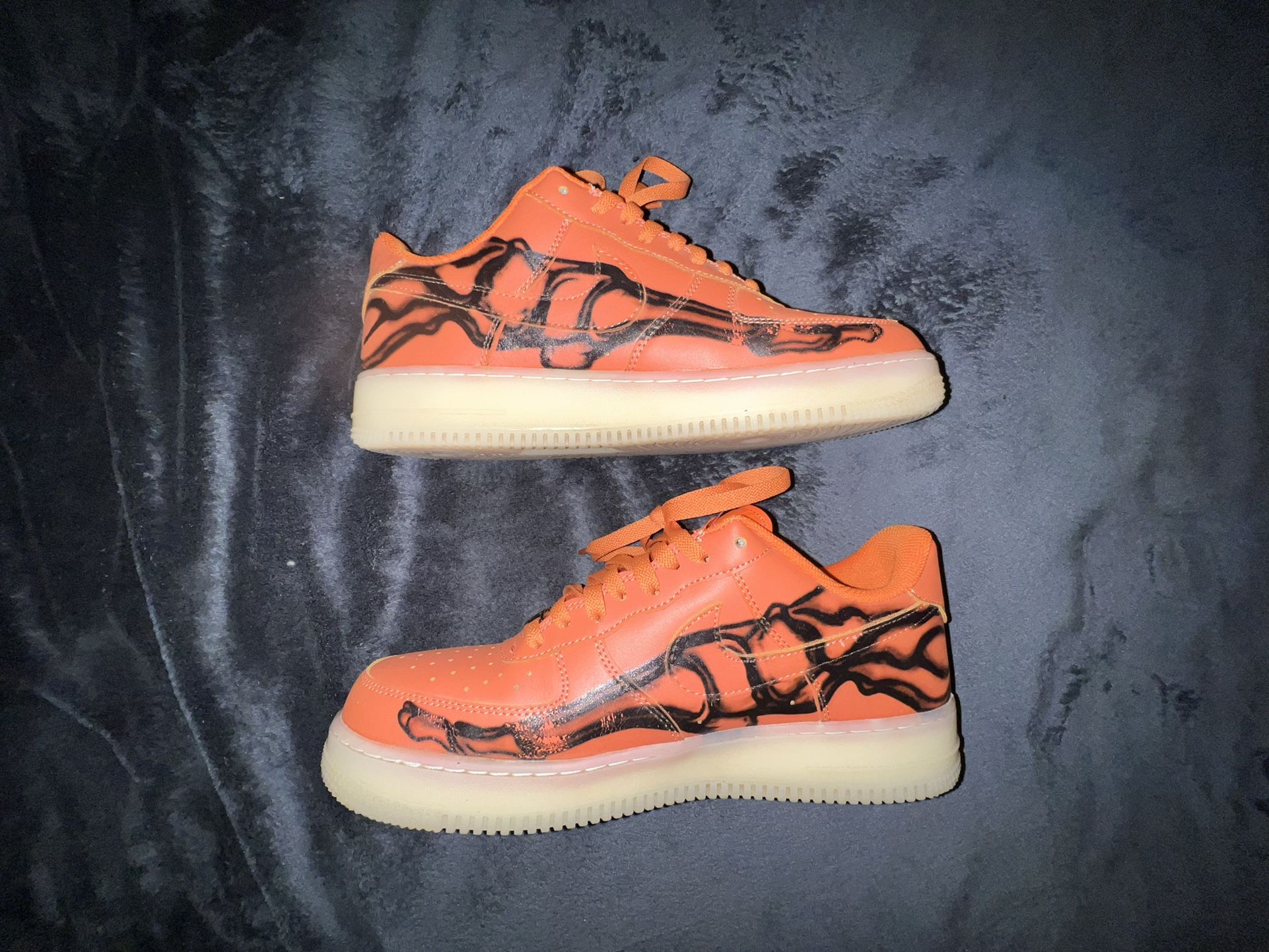Nike Air Force 1 Orange Skeleton Halloween Size 11 USED