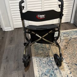 Carex Crosstour 4 Wheel Rolling Walker Rollator with Seat, Folding, Euro Style