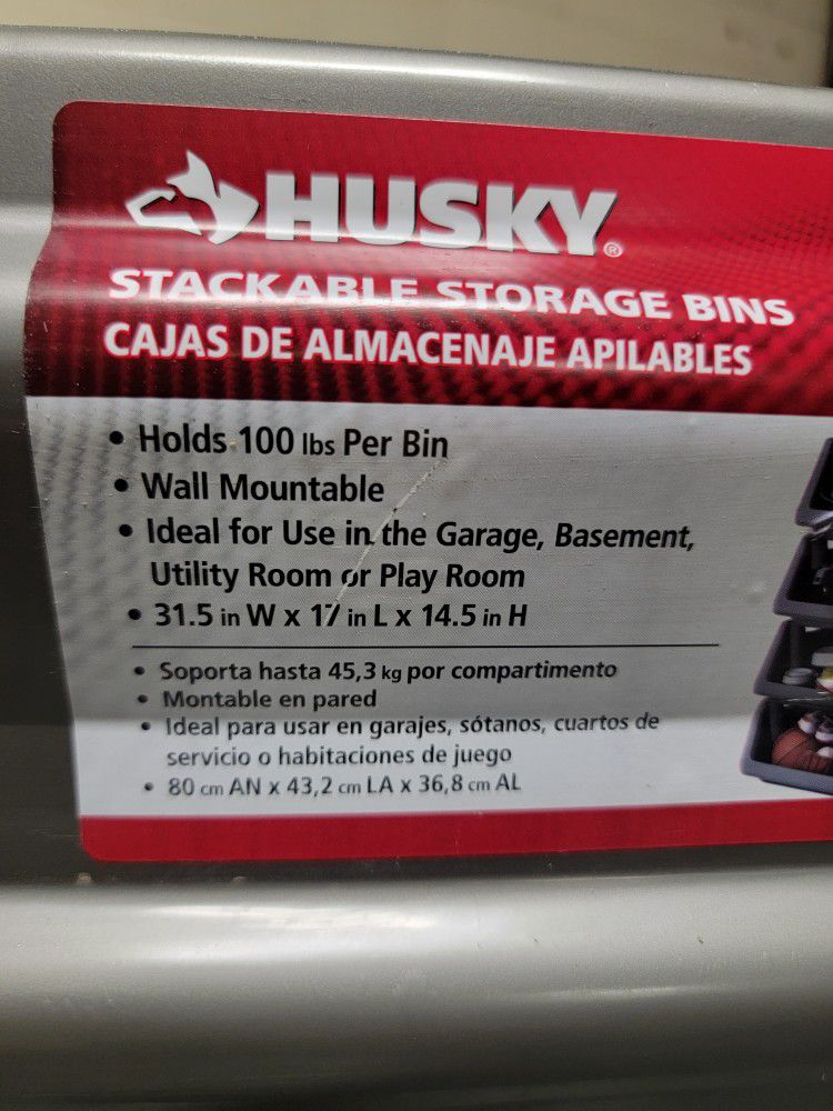 Husky Stackable Storage Bins - Quantity 3