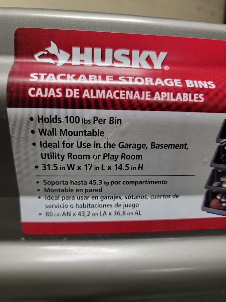 Husky 1008-406-264 8x12x6 Stackable Storage Bin Single Tray