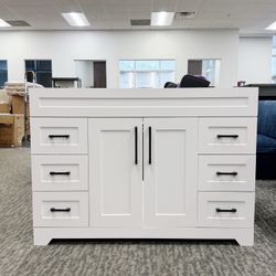 48” Modern Freestanding Bathroom Vanity (No Sink). Sleek Storage Cabinet with 2 Soft-Closing Doors & 6 Spacious Drawers – Perfect for Bathroom Remode