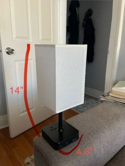 Cute Bedside Table Lamp with Touch Control & USB C+A Charging Ports and 2 outlets