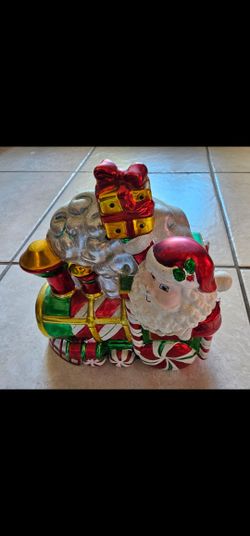 Christopher Radko 2006 Candy Cane Express Train Cookie Jar Christmas Santa 