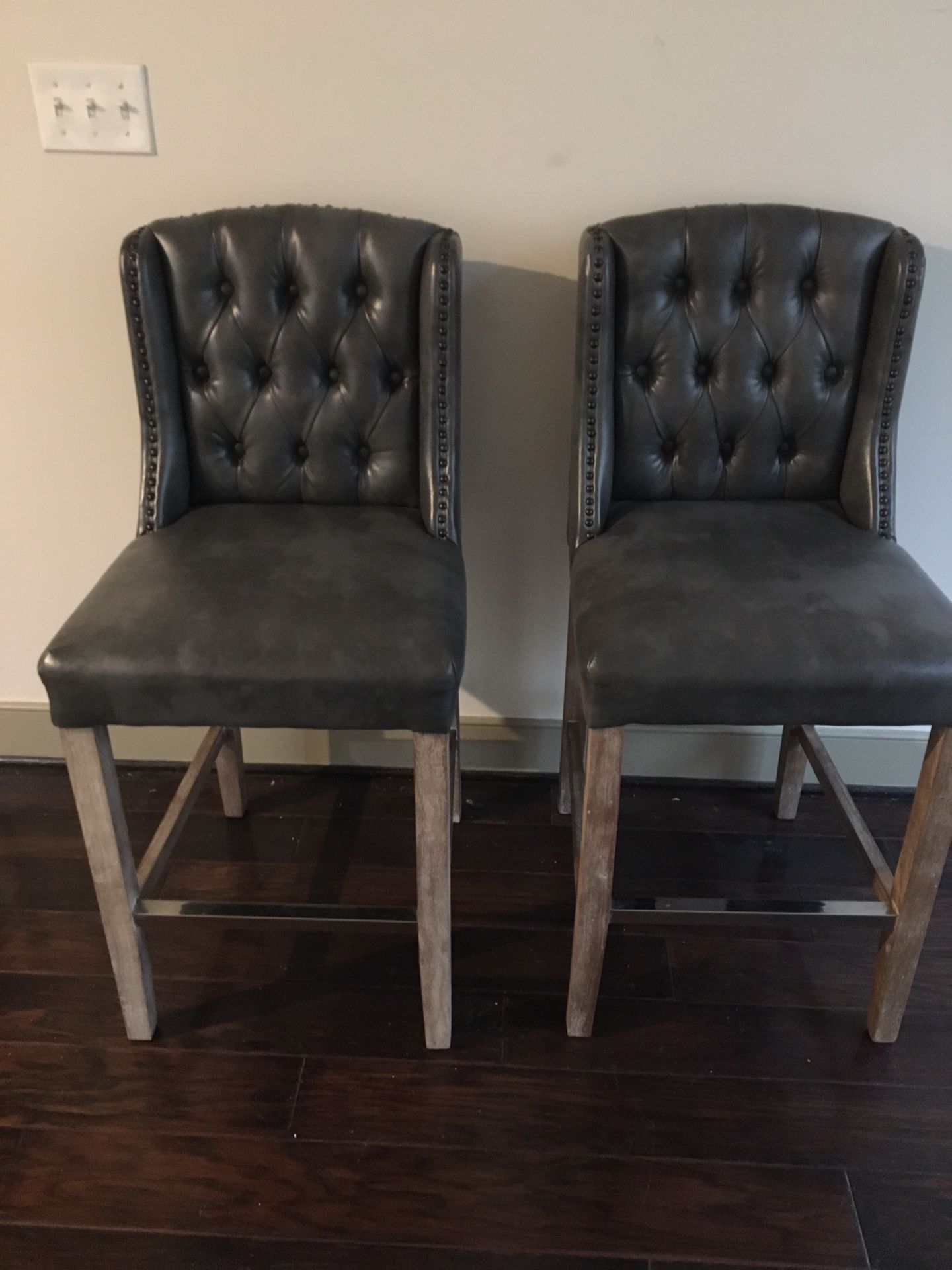 Broyhill Grey Studded Counter Height Chairs