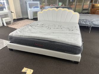 New King size Led Bed Frame + King Hybrid Mattress