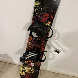Teen Snowboard And Boots Size 7.5 