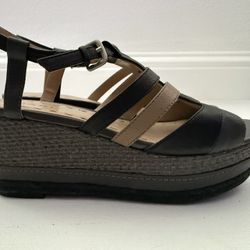 Tahari Black Wedge Leather Shoes