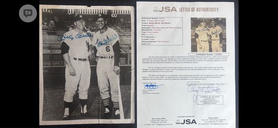 Mickey Mantle Stan Musial Dual Signed 8x10 Photo JSA YY91684 Yankees Cardinals