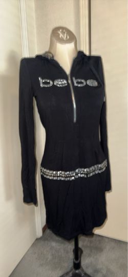 Women’s BEBE brand new + tags Y2K BEBE Long Sleeve Sweater Dress Hooded Zip up (size small)