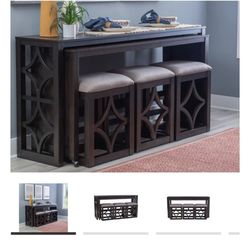 Beautiful Set 2 tables with 3 Stools Very Heavy