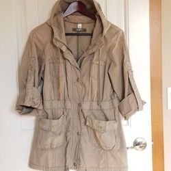 LOFT Womens Trench Jacket Khakis XS Worn Couple Times 