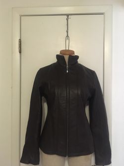 Small chocolate brown real leather jacket sm