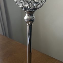 Crystal Votive Pillar Candle Holder 16" Silver