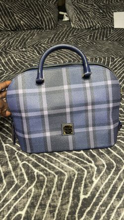 Authentic Dooney & Bourke Blue Plaid Satchel Purse