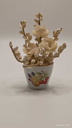 Handmade Seashell Flower Arrangement in Ceramic Pot