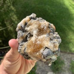 4 Honey Calcite Crystal Matrix Chunks 