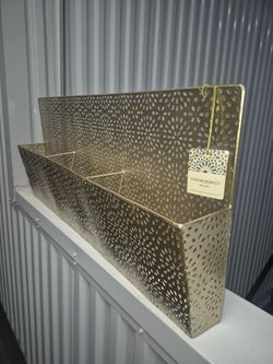 Metal gold letter holder - wall hang or desk mount