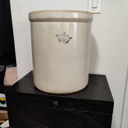 Antique Blue Crown 6 Gallon Crock Stoneware