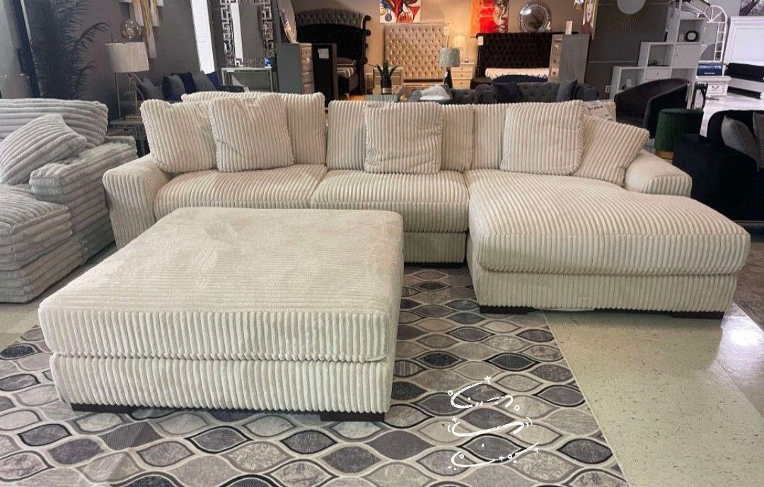 Hot Deal 🤝Comfortable 👌Lindyn Ivory 3 piece sectional Sofa with chaise