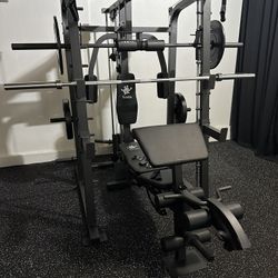 Vesta Fitness Smith Machine 2001 w/Bench Attachment | 230lb Bumpers Weights | 7ft Olympic Bar | Fitness | Gym Equipment | FREE DELIVERY🚚 