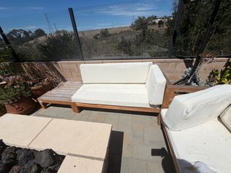 Outdoor sectional wood with cushions FREE