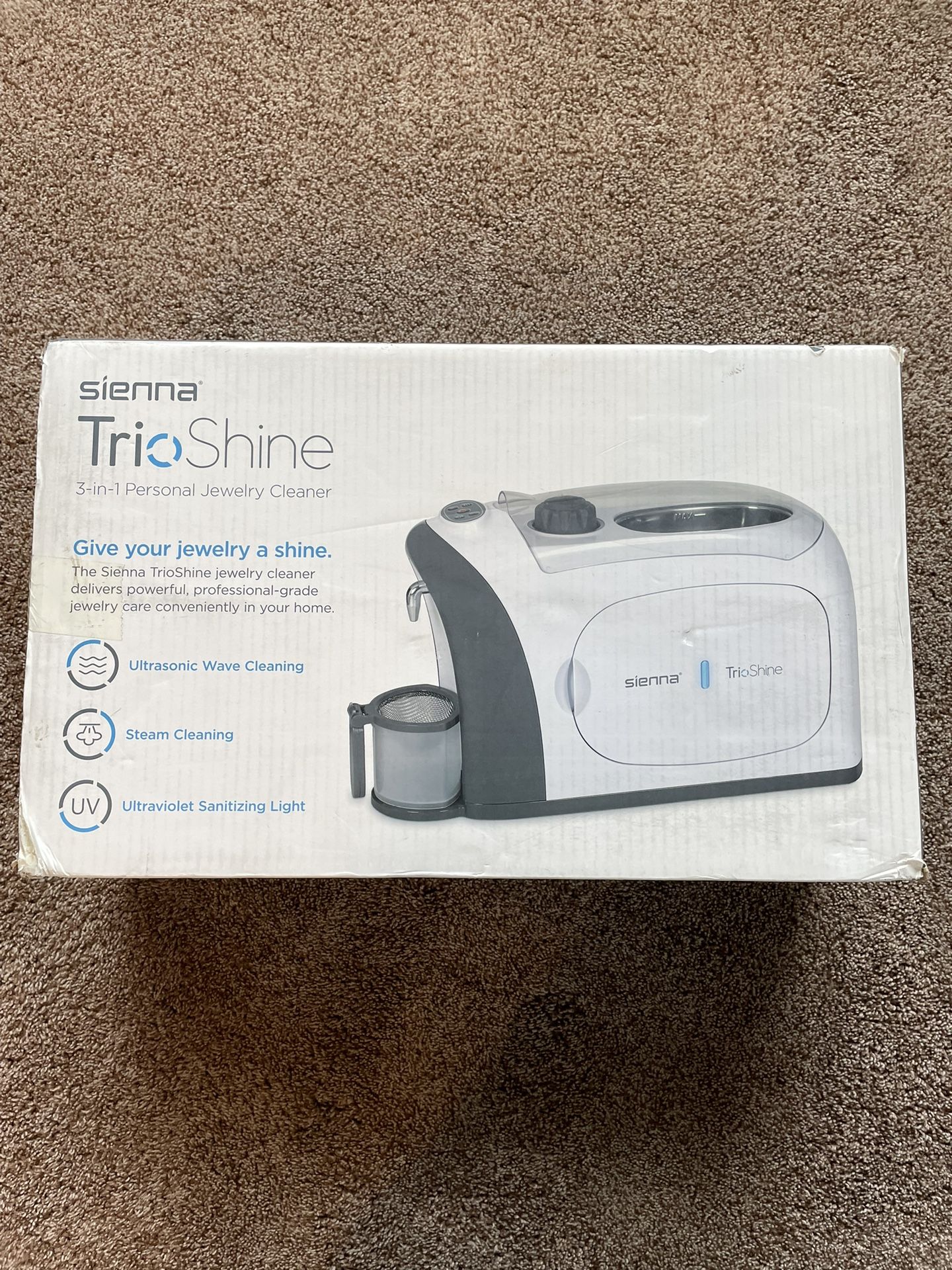 TrioShine 3 in 1 Ultrasonic Jewelry Cleaner Machine, Jewelry Steam Cleaner, UV Light Sanitizer Kills