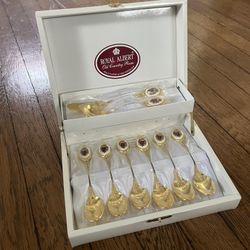 Gold Plated & Fine Porcelain Spoons