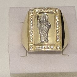 10kt Gold  Two Tone Saint Jude Ring