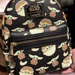 Loungefly Grogu Baby Yoda Black Backpack 