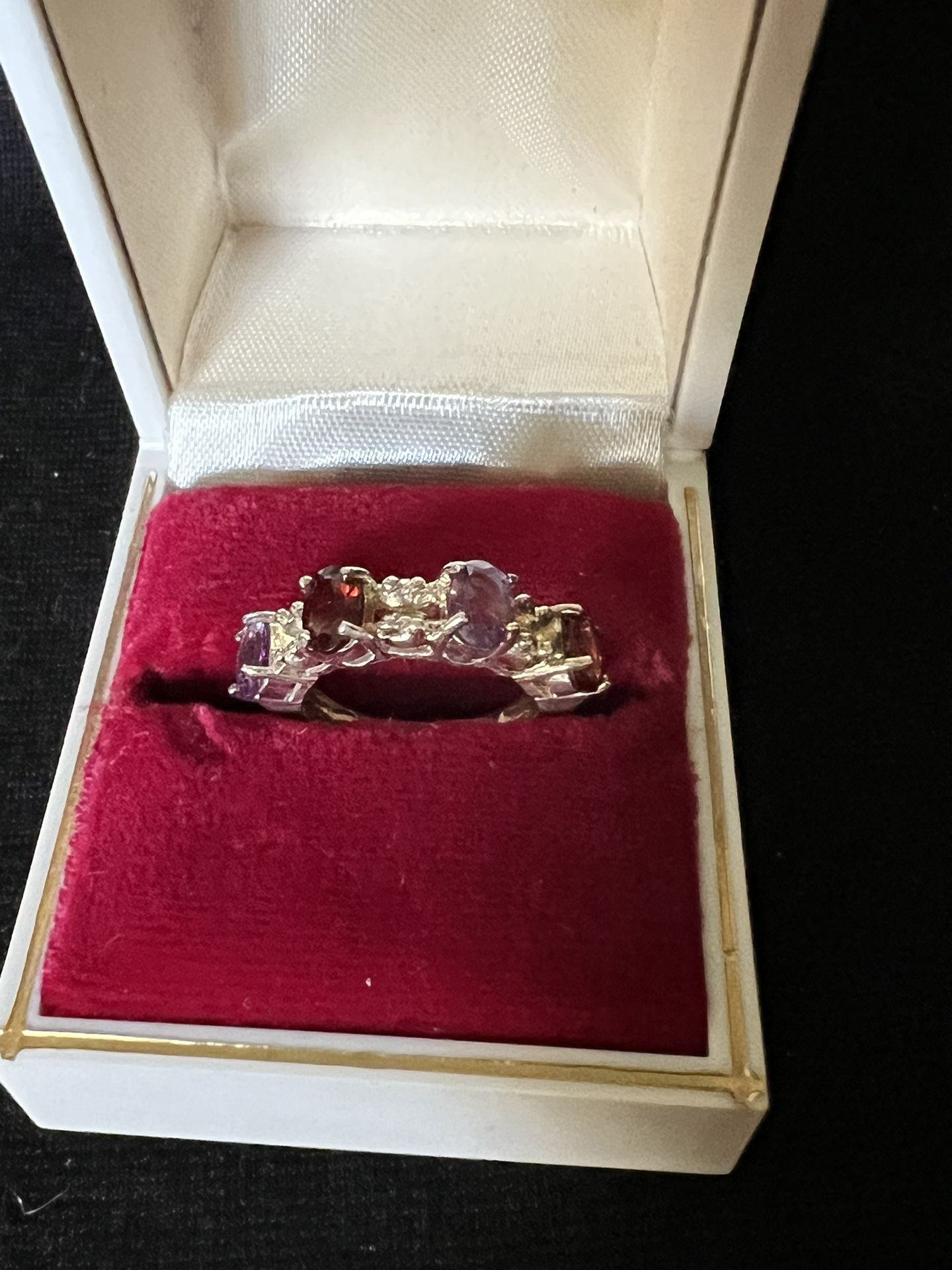 Silver 925 Red Ruby & Purple, Amethyst, Gem Stones, Size 6