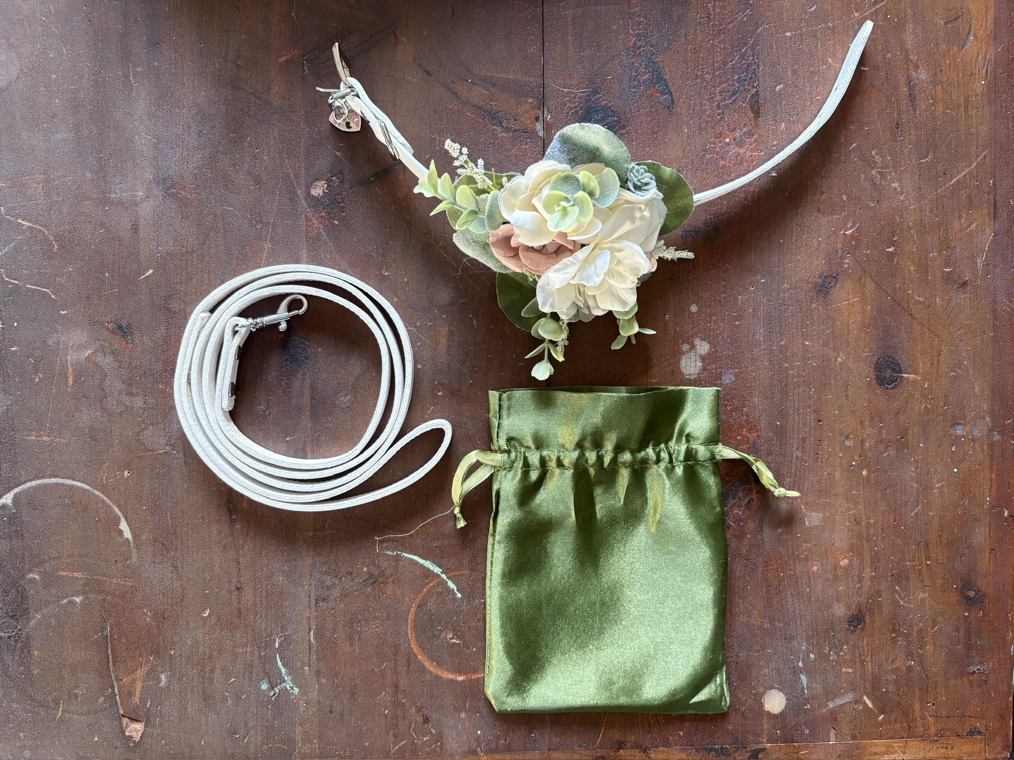 π Custom Wedding Dog Collar + Matching Leash β Elegant Set!