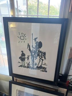 VINTAGE PABLO PICASSO Don Quixote Ink Print Litho 1955 Frame