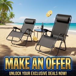 NIB Lavish Home Set of 2 Zero-Gravity Chairs  Folding Patio Furniture Recliner PRICED to SELL