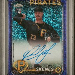 2024 TOPPS CHROME UPDATE CHROME BASEBALL UPDATE SERIES AUTOGRAPHS #RAPS PAUL SKENES AUTOGRAPH-PURPLE SPECKLE /299 PSA 10