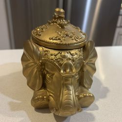Golden Elephant Statue for Money and Jewelry Home or Office Decoration