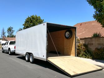 20' enclosed rental trailer. 102" wide x 7' tall box. Power roof vent and light. Carry 7,000#. Rent for $200/ day.